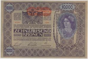 Ausztria 1918. 10.000K "DEUTSCHÖSTERREICH" felülbélyegzéssel T:I- sarokhajlások Austria 1918. 10.000 Kronen with "DEUTSCHÖSTERREICH" overprint C:AU slightly folded corners Krause 65