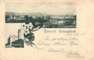 1899 Késmárk, Kezmarok; Evangélikus templom / church, floral (EK)
