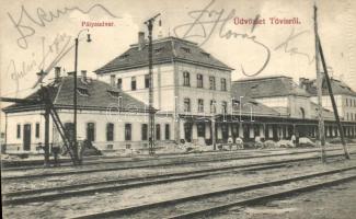 Tövis, Teius; vasútállomás, kiadja Klein Albert / railway station