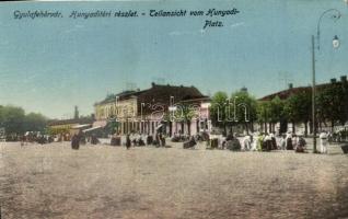 Gyulafehérvár, Karlsburg, Alba Iulia; Hunyadi tér, piac / square, market