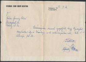 1947 Budapest, az Országos Zsidó Segítő Bizottság által kiállított munkáltatói igazolás / employers certificate issued by the Hungarian Jewish Assistance Fund