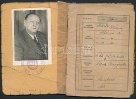 1944 Izraelita katona zsoldkönyve,
egyben személyazonossági igazolvány megviselt állapotban / milit...