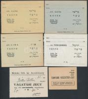 cca 1930-1949 A miskolci hitközség 8 db különféle élelmezési jegye (vágatási jegyek, templomi visszatérőjegy, stb.)