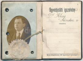 1913 Fényképes ügyvédjelölti igazolvány