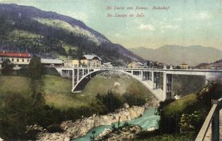 Most na Soci, Sveta Lucija ob Soci, St. Lucia am Isonzo; Bahnhof / railway station, bridge (EK)
