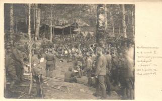 Katonazene a 9. ezred II. zászlóalj parancsnokságánál a Láposon, 100 lépésre az első vonaltól / WWI Hungarian military, camp music band, photo