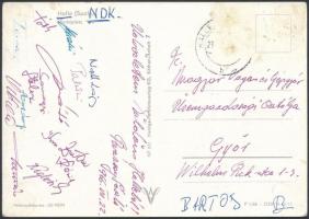 1966 A győri ETO játékosainak (Palotai, Somogyi, Kegleich, stb.) aláírásai levelezőlapon
