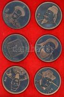 Kína DN Kínai császárok portréi (6xklf) fém emlékérem díszdobozban T:2 China ND Portraits of the Chinese Emperors (6xdiff) metal commemorativ medals in original case C:XF