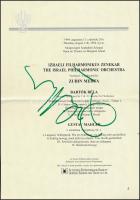 1994 Zubin Mehta (1936- ) karmester aláírása margitszigeti előadásának programján