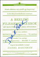 Daniel Barenboim (1942- ) zongoraművész, karmester aláírása budapesti fellépésének programján