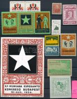 Eszperantó összeállítás 13 db klf bélyeg + terv A4-es berakólapon RR!
