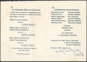 1981 Kodály Zoltánné Péczely Sarolta aláírása egyházzenei meghívón