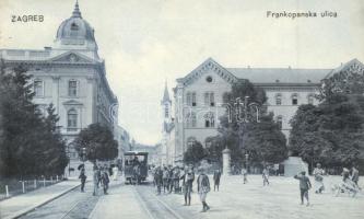 Zagreb, utcakép lóvasúttal / Frankopanska ulica / street, omnibus (EK)