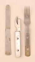 cca 1940 Német birodalmi katonai kanálgép, fém, jelzett (Solingen), hiányos, h: 19 cm / A German Third Reich  field cutlery set, spoon missing