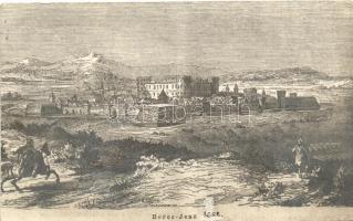 Borosjenő, Ineu; Borosjenő 1952-ben, látkép / Anno 1652, general view, etching style
