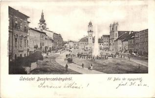 Besztercebánya, Banska Bystrica; IV. Béla tér nyugatról, szökőkút, kiadja Ilona műintézet / square, fountain