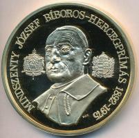 Bognár György (1944-) 1991. Mindszenty József Bíboros Hercegprímás 1892-1975 aranyozott fém emlékplakett (65mm) T:1(PP)