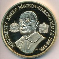 Bognár György (1944-) 1991. "Mindszenty József Bíboros Hercegprímás 1892-1975" aranyozott fém emlékplakett (65mm) T:1(PP)