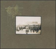 1915 Királyunk 85. születésnapjának megünneplése, Veszprém. 15 fotó díszes, alkalmi vászonkötéses al...