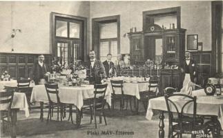 Piski, Simeria; MÁV étterem, belső, Adler fényirda kiadása / Hungarian railways restaurant