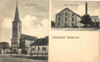 Deáki, Diakovice; Református templom, Gőzmalom / Calvinist church, steam mill (EK)