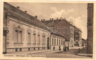 Komárom, Komárno; Vármegye utca, főgimnázium, kiadja Sitzer Sándor / street, grammar school