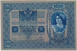 Ausztria 1919. (1902) 1000K, függőleges irányú "DEUTSCHÖSTERREICH" felülbélyegzéssel, mind...
