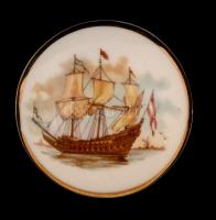 Limoges ékszeres dobozka, matricás, jelzett, hibátlan, d:5 cm