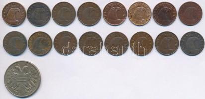 Ausztria 1925-1937. 1gr Br (16x) + 1934. 1Sch Cu-Ni T:1-,2
Austria 1925-1937. 1 Groschen Br (16x) +...