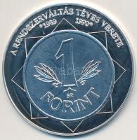 DN "A magyar nemzet pénzérméi - A Rendszerváltás téves verete 1989-1990" Ag emlékérem (10,54g/0.999/35mm) T:PP