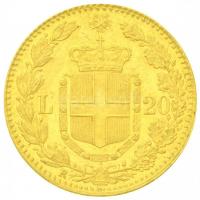 Olaszország 1882R 20L Au "I. Umberto" (6,44g/0.900) T:2
Italy 1882R 20 Lire Au "Umbe...