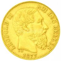 Belgium 1877. 20Fr Au II. Lipót (6,41g/0.900) T:2 Belgium 1877. 20 Francs Au Leopold II (6,41g/0.900) C:XF Krause KM# 37