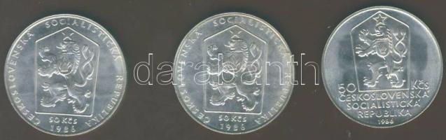 Csehszlovákia 1986. 50Kr Ag "Prága" (2x) + "Léva" (1x) T:1