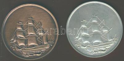 1986. "MÉE-Madagaszkár-Benyovszky-hajó" Br + Ag 35,72g pár T:BU