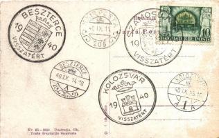 Kolozsvár, Cluj; Egyesülési tér / Piata Unirii / square, bank "1940 Kolozsvár, Beszterce, Szamo...