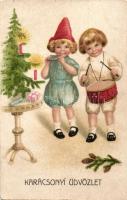 10 db RÉGI karácsonyi üdvözlőlap, pár litho, vegyes minőség / 10 old Christmas greeting postcards, s...