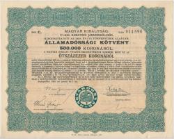 Budapest 1925. "Magyar Királyság 5%-kal kamatozó Járadékkölcsön Államadóssági Kötvény" 125...
