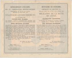 Budapest 1925. "Magyar Királyság 5%-kal kamatozó Járadékkölcsön Államadóssági Kötvény" 125...