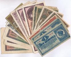 20db-os nagyrészt magyar bankjegy tétel a korona-pengő időszakból, közte 1923. 1000K felülbélyegzés nélkül, valamint Németország / Weimar Köztársaság 1923. 20.000M (3x) T:II--III-