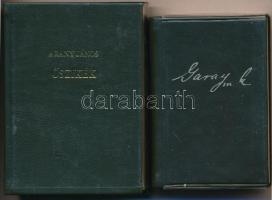 Vegyes minikönyv tétel, 2 db:  Arany János: Őszikék. Budapest, 1975, Szépirodalmi Könyvkiadó. Kiadói műbőr kötés.  Garay János levelei. (Válogatás a költő családi levelezéséből.) Szekszárd, 1984, Szekszárdi Nyomda Vállalat Miniatűrkönyv Gyűjtők Klubja. Kiadói műbőr kötés. Megjelent 500 példányban