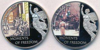Libéria 2006. 10$ "Szabadság pillanatai-Huszita felkelés 1419" multicolor, tanúsítvánnyal + 2006. 10$  "Szabadság pillanatai-Magyar Forradalom 1956" multicolor, tanúsítvánnyal T:PP ujjlenyomat Liberia 2006. 10 Dollars "Moments of Freedom/Hussite rebellion 1419" multicolor with certificate +  2006. 10 Dollars  "Moments of Freedom-Hungarian Revolution 1956" multicolor with certificate C:PP fingerprint