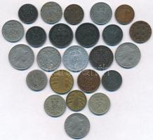 Vegyes 24db-os fémpénz tétel 1893-1935. közötti időszakból, benne 13db osztrák és 11db német fémpénz...