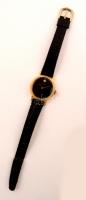 Laroche svájci mechanikus óra, fekete számlappal, féldrágakő díszítéssel, jó, működő állapotban. Bőr szíjjal, / Vintage Laroche watch. Works well.