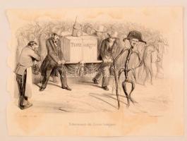 1839 Cukoripar temetése Politikai karikatúra. Kőnyomat / Funeral of the sugar industry Lithographed political caricature. 24x32 cm