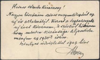 1930 Vitéz Nagybányai Horthy István ny. lovassági tábornok (1858-1937) saját kezűleg írt köszönőleve...