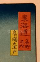 14 db  színezett japán fametszet különböző mozgalmas témákban / 14 colored Japanese wood-engravings ...