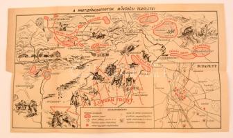 cca 1944-45 A Partizáncsoportok működési területei, hajtásokkal, 30x52 cm.