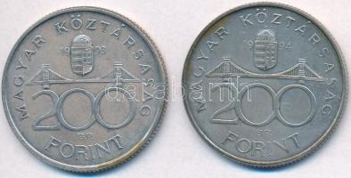 1993. 200Ft Ag "MNB" + 1994. 200Ft Ag "Deák" T:2