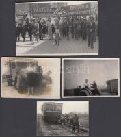 cca 1950 4 db szocialista felvonulási fotó transzparensekkel