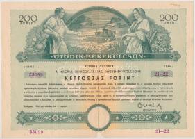Budapest 1954. Ötödik Békekölcsön nyereménykötvénye 200Ft értékben, szárazpecséttel T:III tűnyom